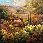 Valley Canvas Paintings - Mediterranean Valley Farm